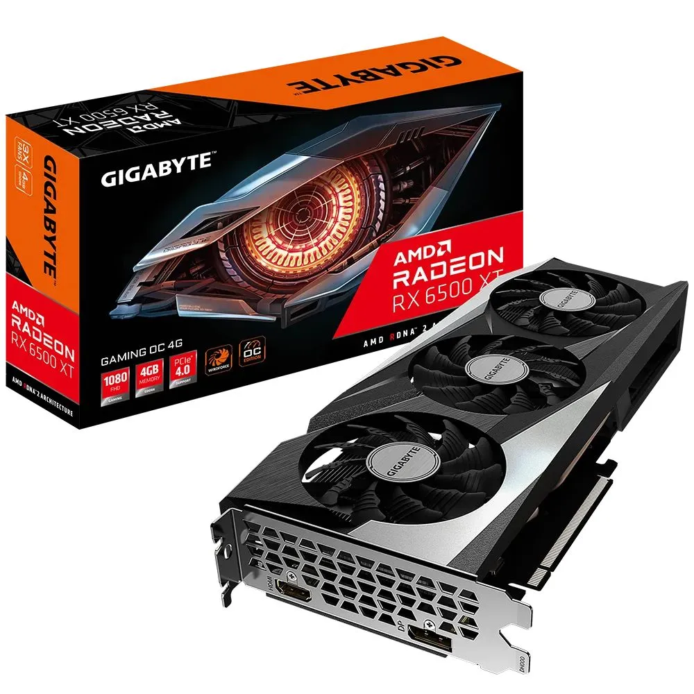 Видеокарта Gigabyte GV-R65XTGAMING OC-4GD,  4ГБ GDDR6 64бит