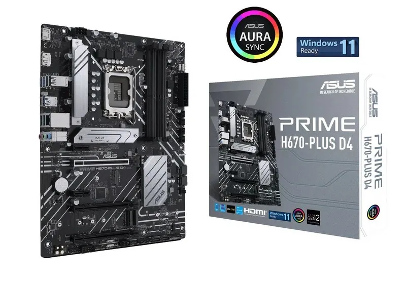 Материнская плата ASUS PRIME H670-PLUS D4, LGA1700, Intel H670, ATX