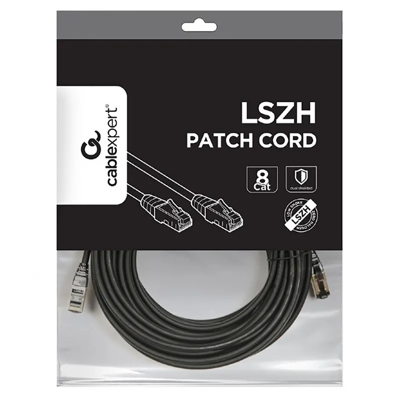 Patch cord Cablexpert PP8-LSZHCU-BK-15M, Cat8 S/FTP, 15m, Negru
