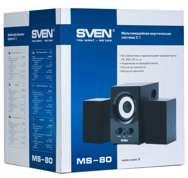 Boxe pentru calculator 2.1 SVEN MS-80, Negru