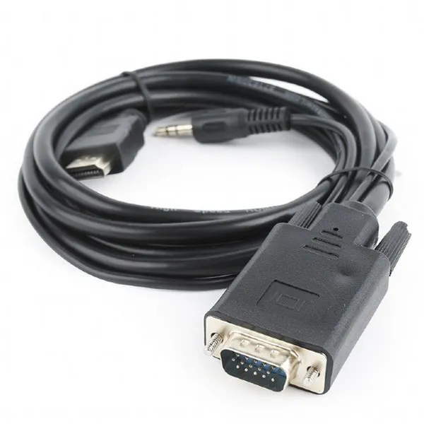 Cablu Video Cablexpert A-HDMI-VGA-03-10, HDMI (M) - VGA D-Sub + 3.5 mm Jack, 3m, Negru