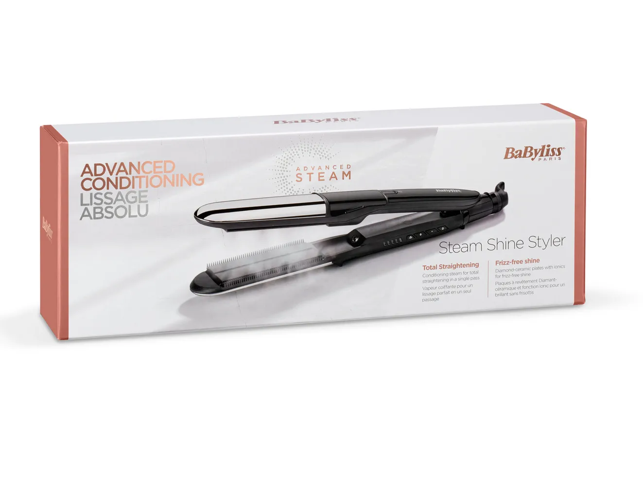 Выпрямитель для волос BaByliss 2 in 1 Steam Shine ST496E, Чёрный | Серебристый