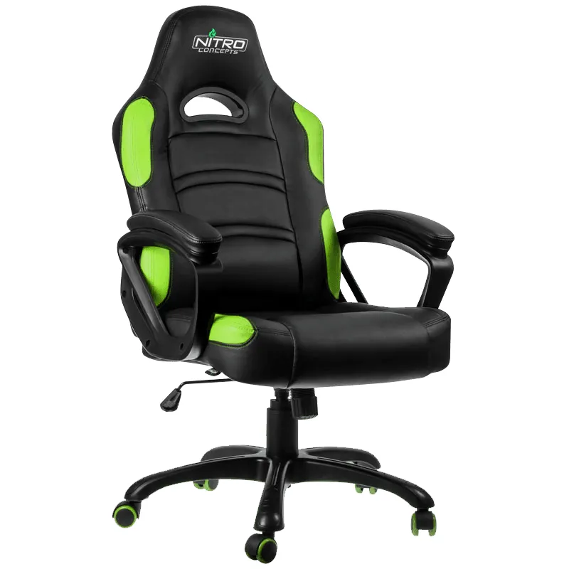 Scaun Gaming Gamemax GCR07, PU Piele, Negru/Verde