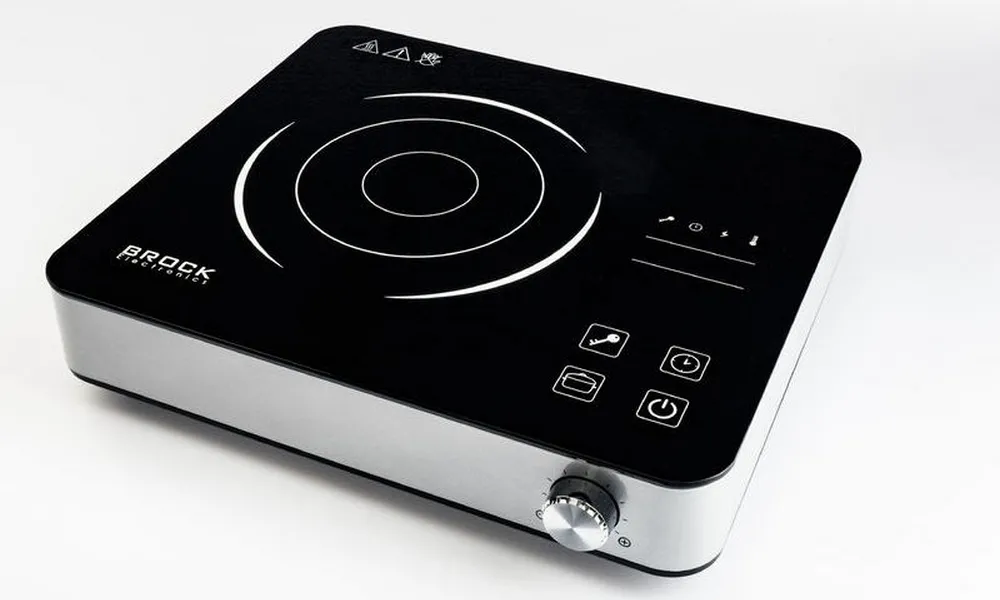 Plită electrică mini BROCK HP2021GY, Oțel Inoxidabil / Negru