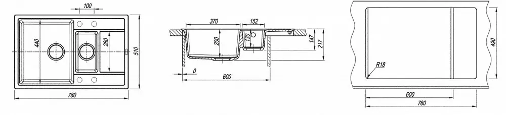 Кухонная мойка из кварца Florentina-LIPSI 780K Gri