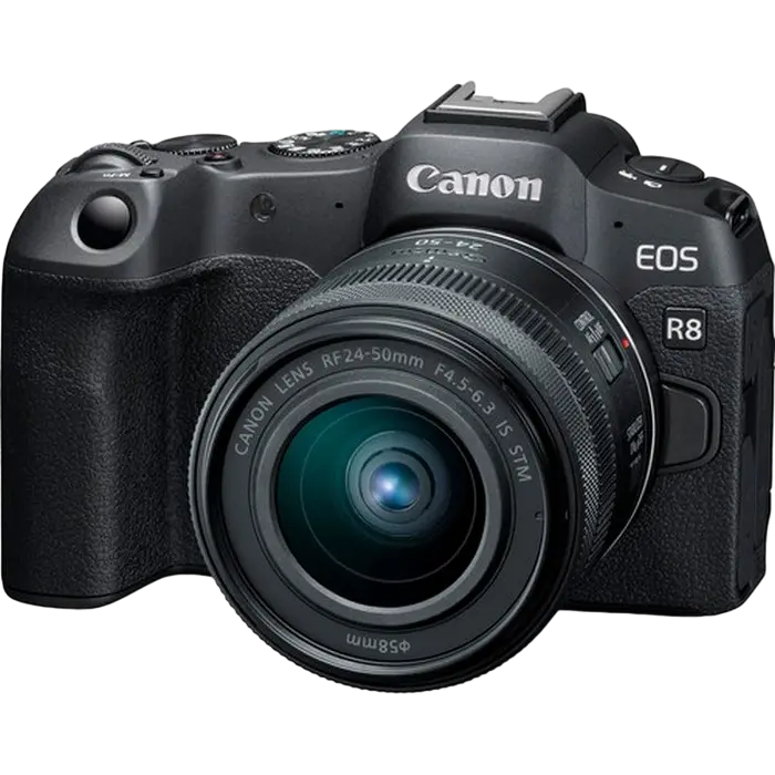 Aparat Foto Mirrorless Canon EOS R8 & RF 24-50mm f/4.5-6.3 IS STM KIT, Negru