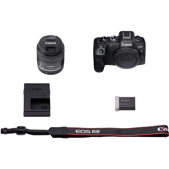 Aparat Foto Mirrorless Canon EOS R8 & RF 24-50mm f/4.5-6.3 IS STM KIT, Negru