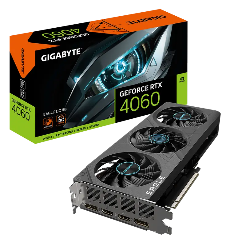 Видеокарта Gigabyte GV-N4060EAGLE OC-8GD,  8GB GDDR6 128бит (GV-N4060EAGLE OC-8GD)