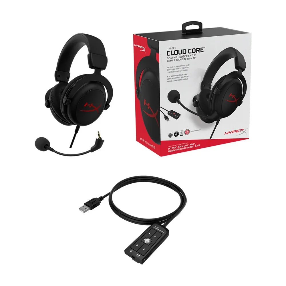Căști gaming HyperX Cloud Core 7.1, Cu fir, Negru