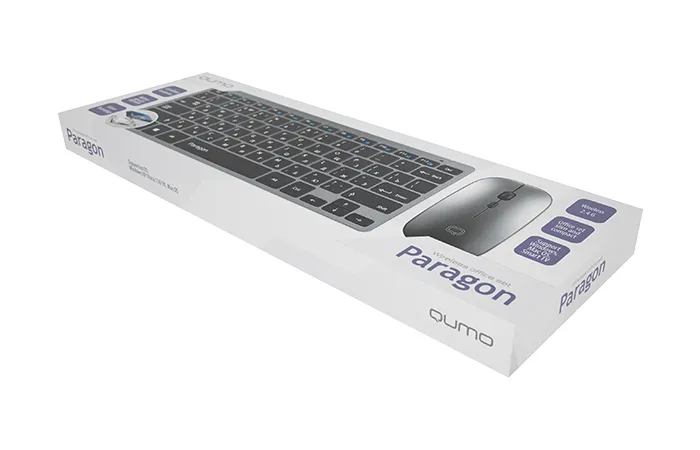 Клавиатура и мышь QUMO Paragon, Беспроводное, Серебристый