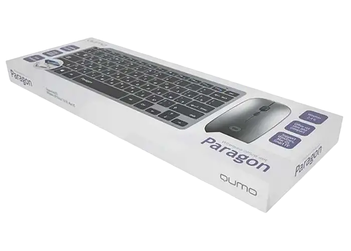 Клавиатура и мышь QUMO Paragon, Беспроводное, Серебристый