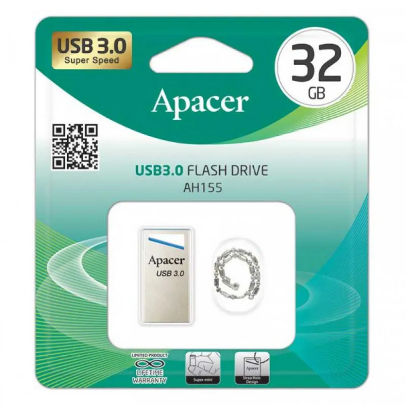 Memorie USB Apacer AH155, 32GB, Argintiu/Albastru