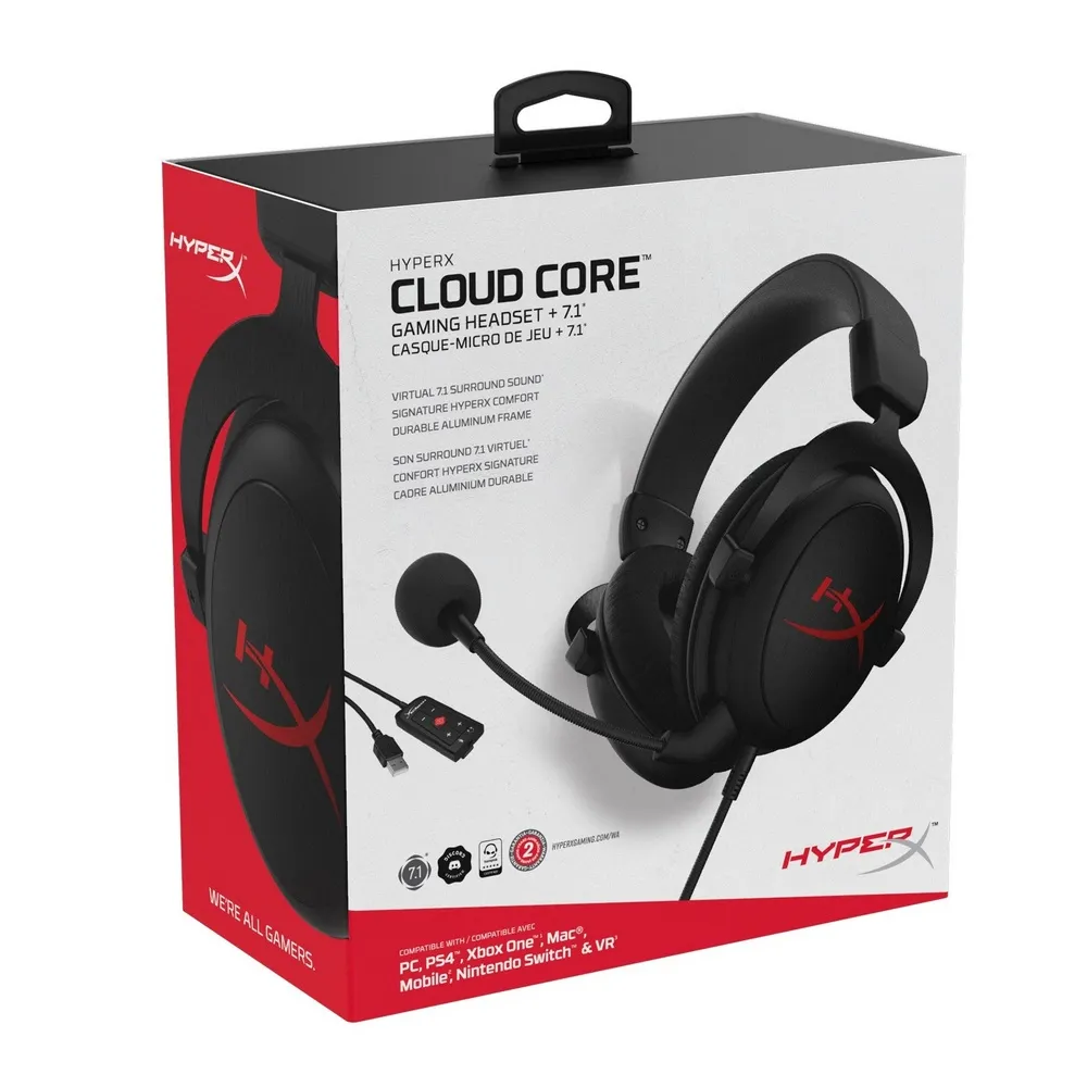 Căști gaming HyperX Cloud Core 7.1, Cu fir, Negru