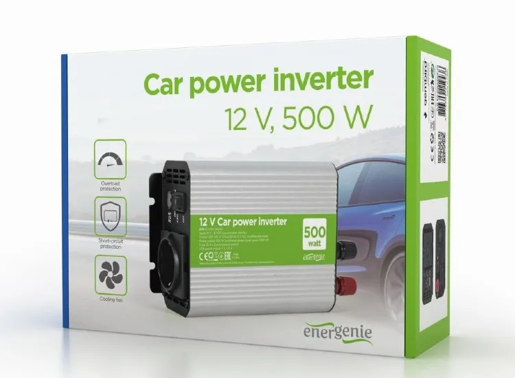 Invertor Auto Energenie EG-PWC500-01, 500W, Gri