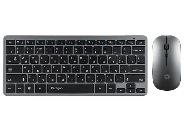 Клавиатура и мышь QUMO Paragon, Беспроводное, Серебристый