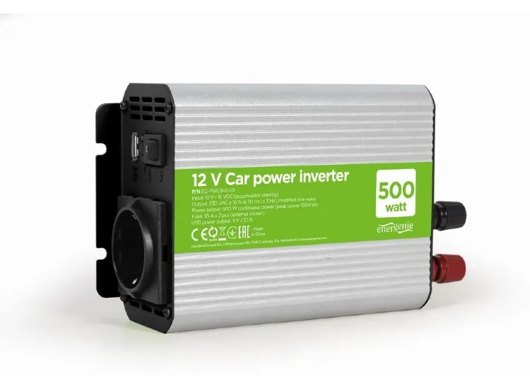 Invertor Auto Energenie EG-PWC500-01, 500W, Gri