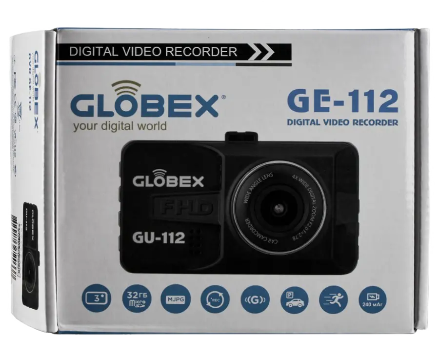 Cameră auto DVR Globex GE-112, Full-HD 1080P, Negru