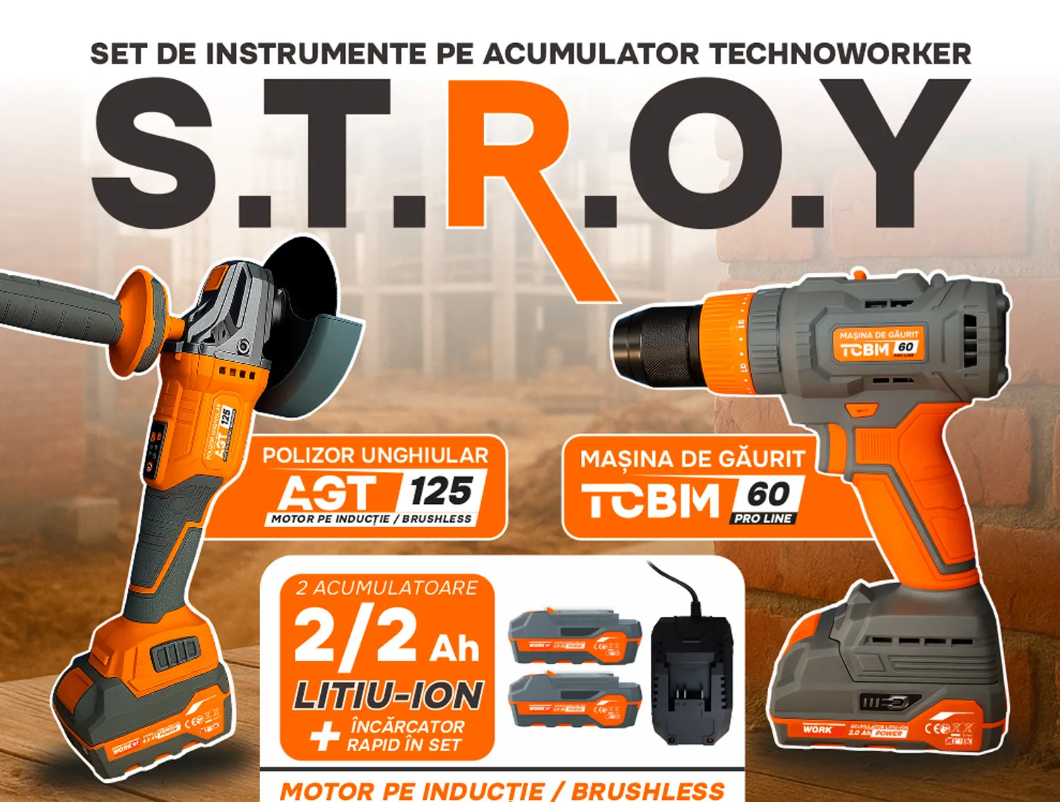 Set instrumente pe acumulator STROY 2 buc