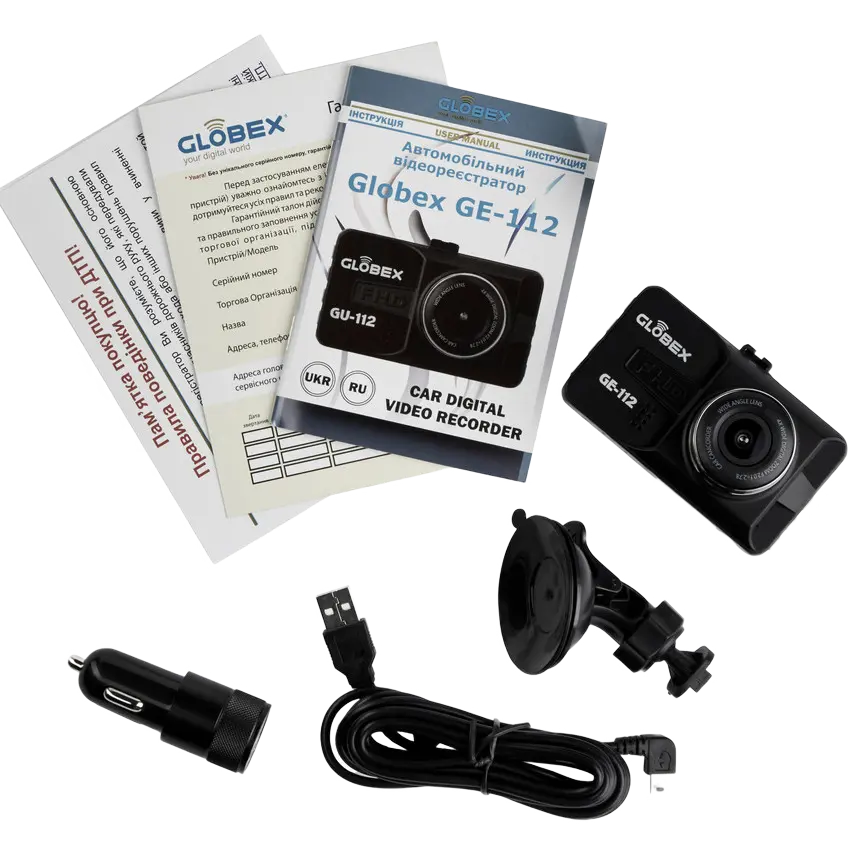 Cameră auto DVR Globex GE-112, Full-HD 1080P, Negru