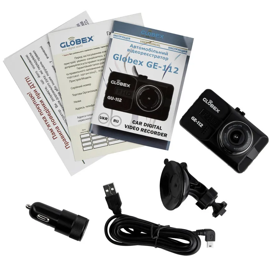 Cameră auto DVR Globex GE-112, Full-HD 1080P, Negru