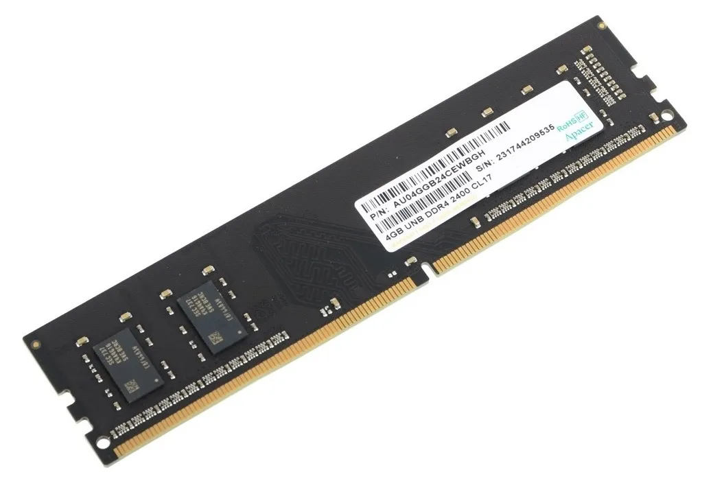 Оперативная память Apacer AU04GGB24CETBGH, DDR4 SDRAM, 2400 МГц, 4Гб, AU04GGB24CETBGH