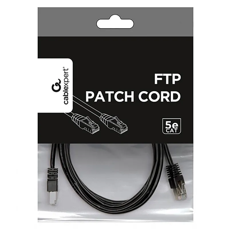 Patch cord Cablexpert PP22-2M/BK, Cat5e FTP, 2m, Negru