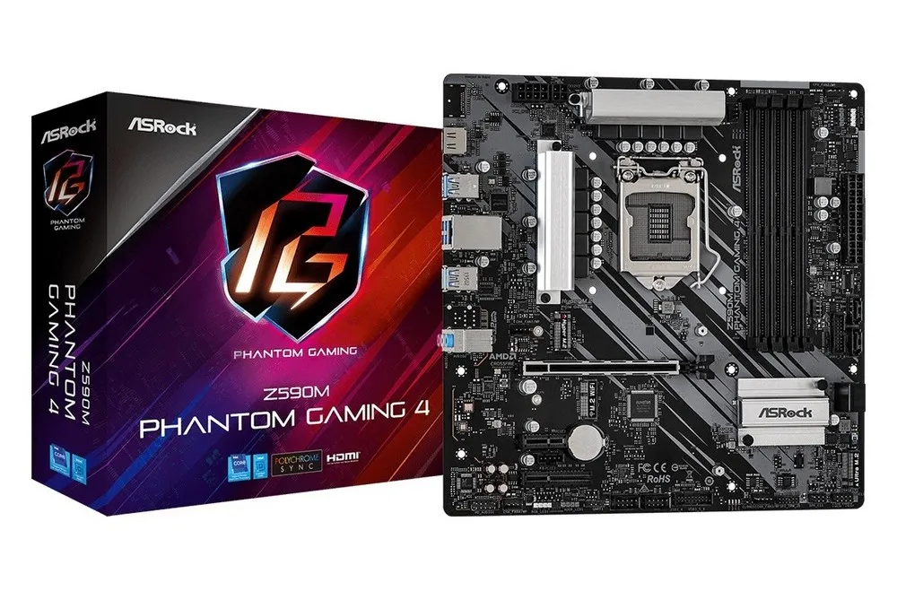 Материнская плата ASRock Z590M Phantom Gaming 4, LGA1200, Intel Z590, Micro-ATX