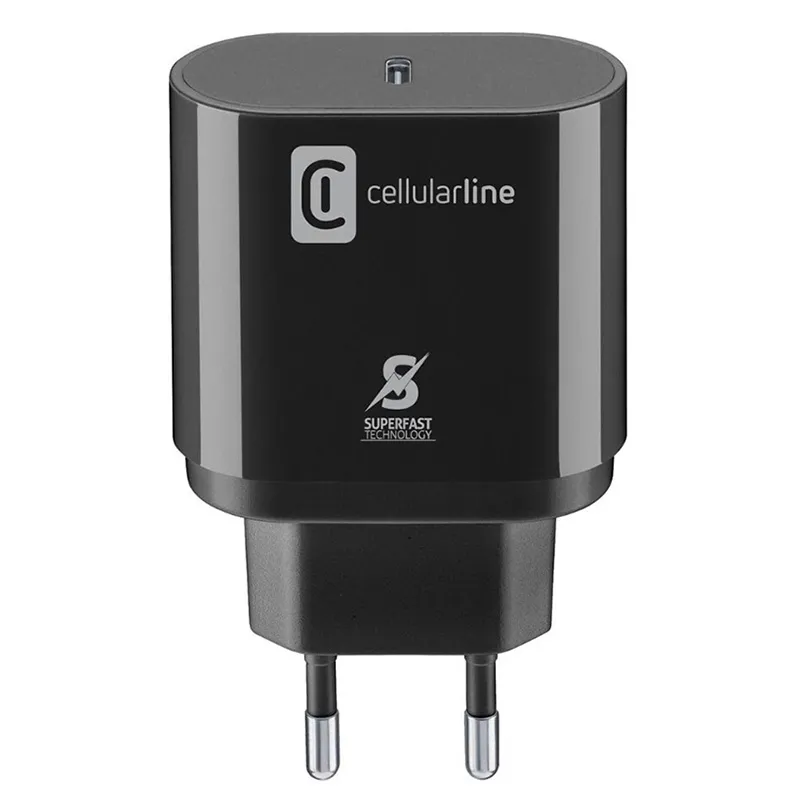 Зарядное устройство Cellularline USB-C Charger 25W, Чёрный