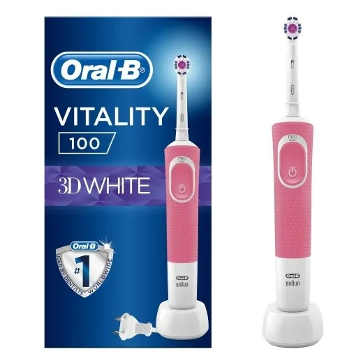 Электрическая зубная щетка Oral-B Vitality 100 Cross Action, Белый Розовый