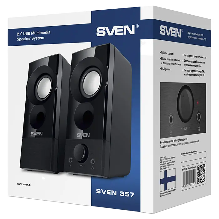 Boxe pentru calculator 2.0 SVEN "357", Negru