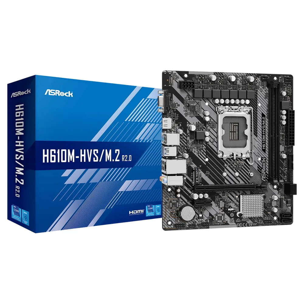 Материнская плата ASRock H610M-HVS/M.2 R2.0, LGA1700, Intel H610, Micro-ATX