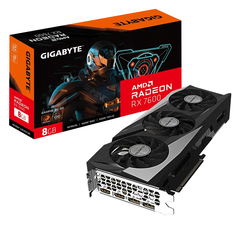 Видеокарта Gigabyte GV-R76GAMING OC-8GD,  8GB GDDR6 128бит (GV-R76GAMING OC-8GD)