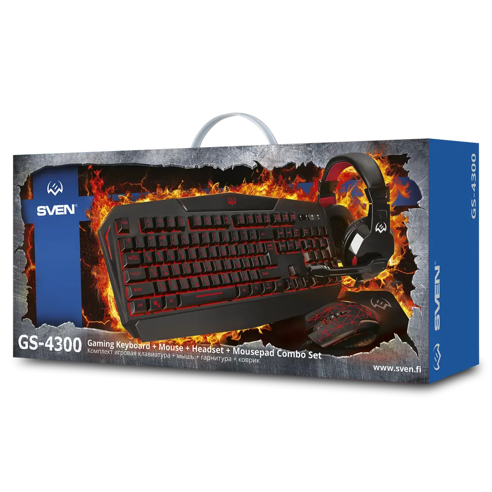 Set Tastatură + Mouse + Mouse Pad + Căști SVEN GS-4300, Cu fir, Negru
