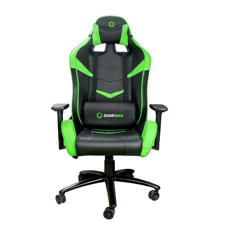 Scaun Gaming Gamemax GCR08, PU Piele, Negru/Verde