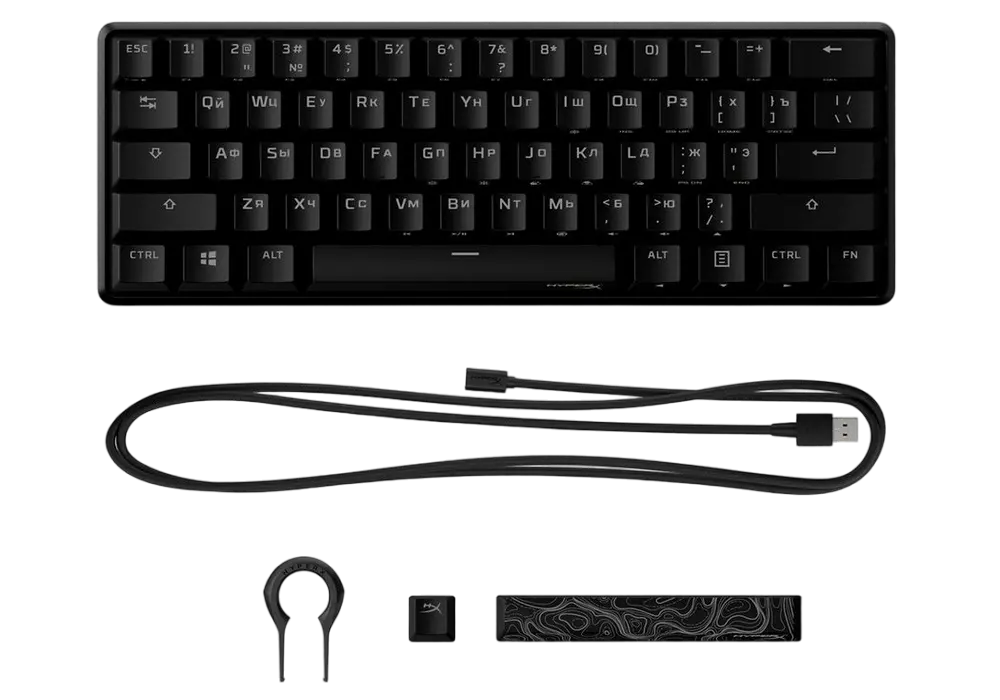 Gaming Keyboard HyperX Alloy Origins 60, Mechanical, TKL, Steel frame, Onboard memory,RGB, Pink, USB