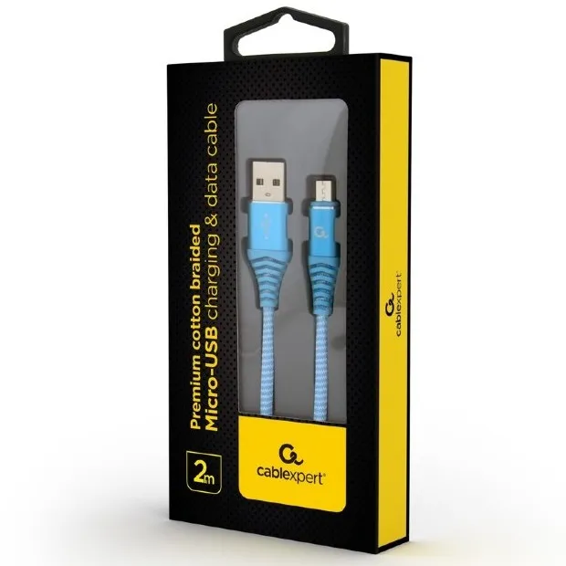 Кабель для зарядки и синхронизации Cablexpert CC-USB2B-AMmBM-2M-VW, USB Type-A/micro-USB, 2м, Синий