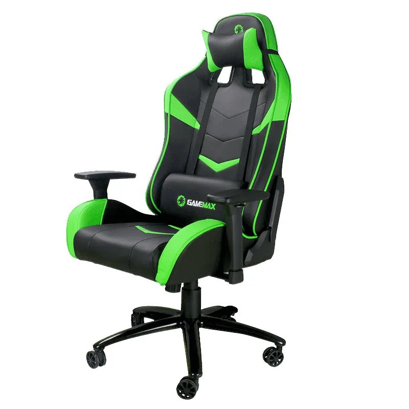 Scaun Gaming Gamemax GCR08, PU Piele, Negru/Verde