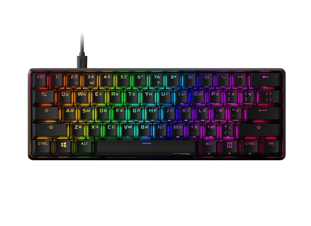 Gaming Keyboard HyperX Alloy Origins 60, Mechanical, TKL, Steel frame, Onboard memory,RGB, Pink, USB