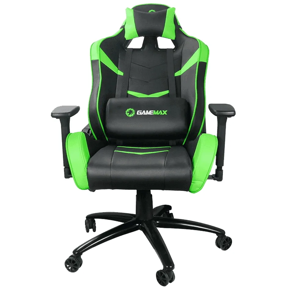 Scaun Gaming Gamemax GCR08, PU Piele, Negru/Verde