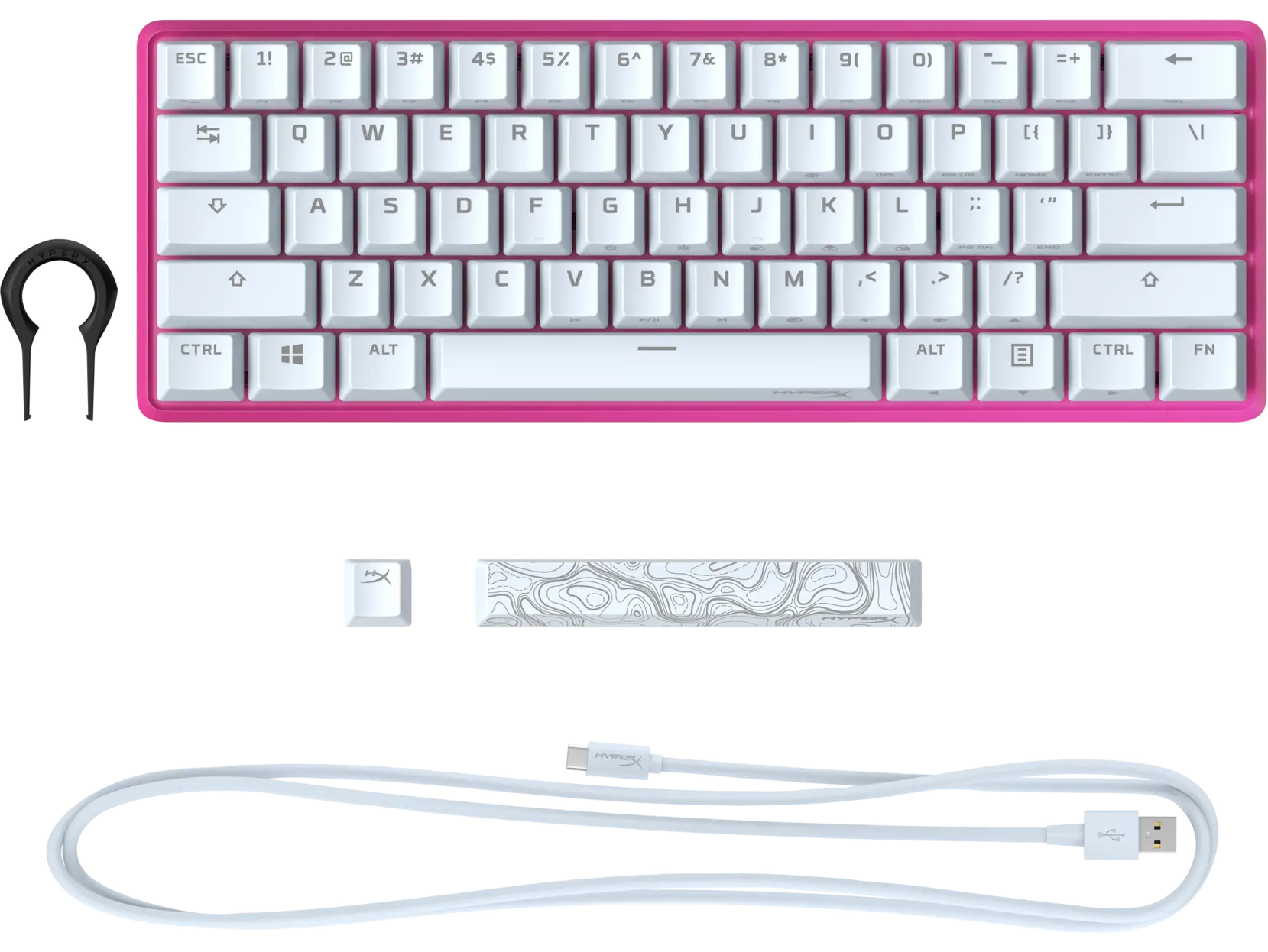 Gaming Keyboard HyperX Alloy Origins 60, Mechanical, TKL, Steel frame, Onboard memory,RGB, Pink, USB