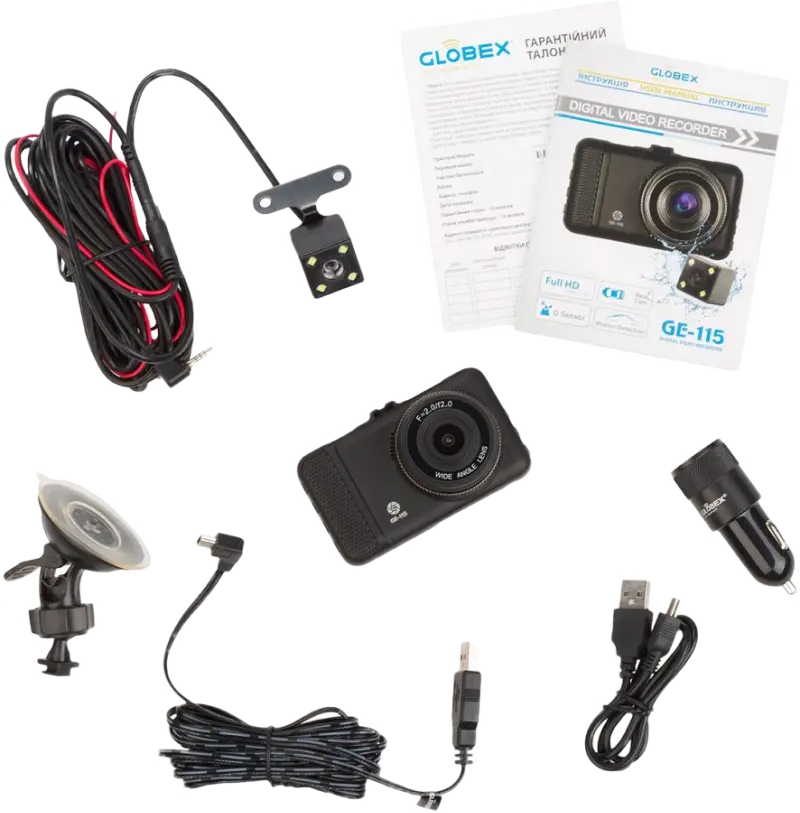 Cameră auto DVR Globex GE-115, Full-HD 1080P, Negru