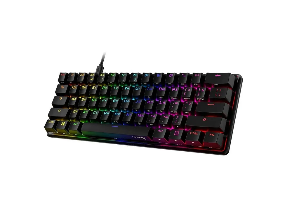 Gaming Keyboard HyperX Alloy Origins 60, Mechanical, TKL, Steel frame, Onboard memory,RGB, Pink, USB