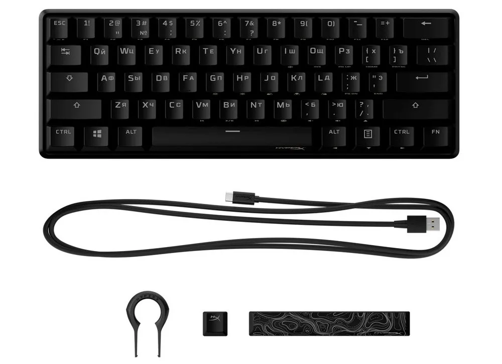 Gaming Keyboard HyperX Alloy Origins 60, Mechanical, TKL, Steel frame, Onboard memory,RGB, Pink, USB