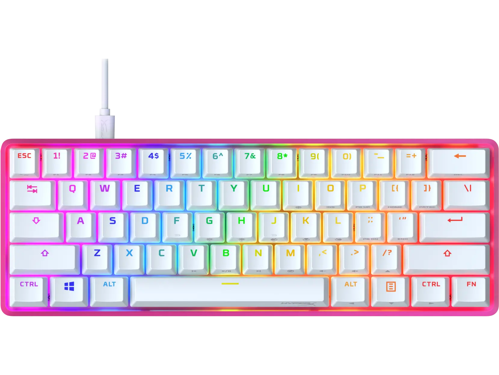Gaming Keyboard HyperX Alloy Origins 60, Mechanical, TKL, Steel frame, Onboard memory,RGB, Pink, USB