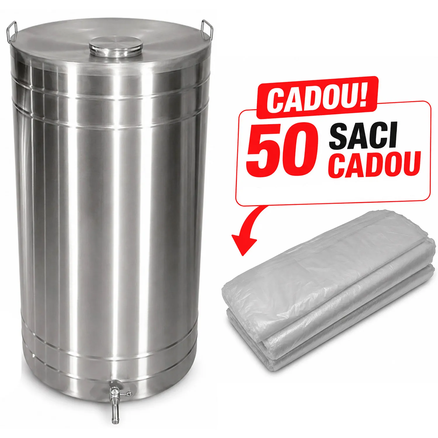 Butoi pentru vin din Inox 105 L + 50 saci cadou