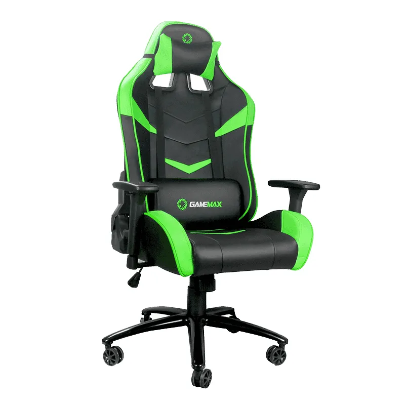 Scaun Gaming Gamemax GCR08, PU Piele, Negru/Verde