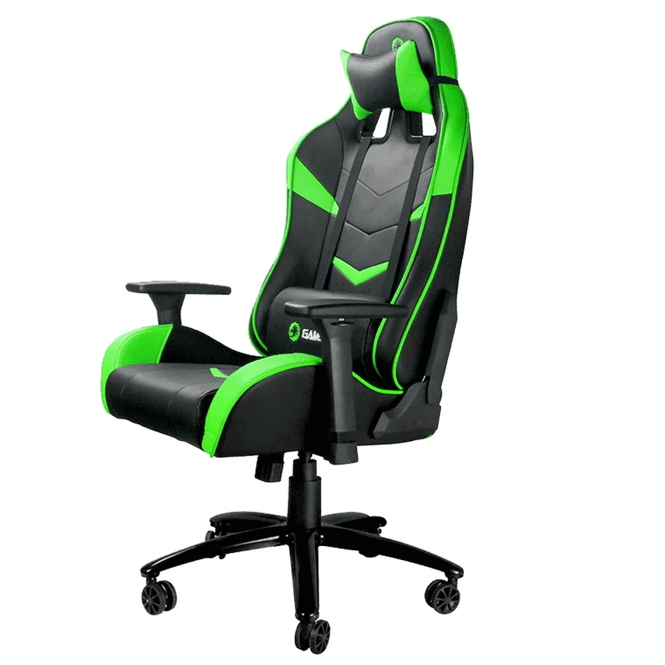 Scaun Gaming Gamemax GCR08, PU Piele, Negru/Verde