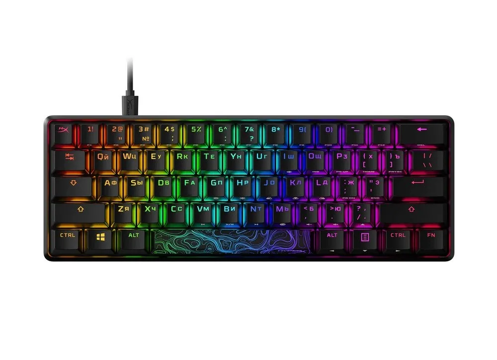 Gaming Keyboard HyperX Alloy Origins 60, Mechanical, TKL, Steel frame, Onboard memory,RGB, Pink, USB