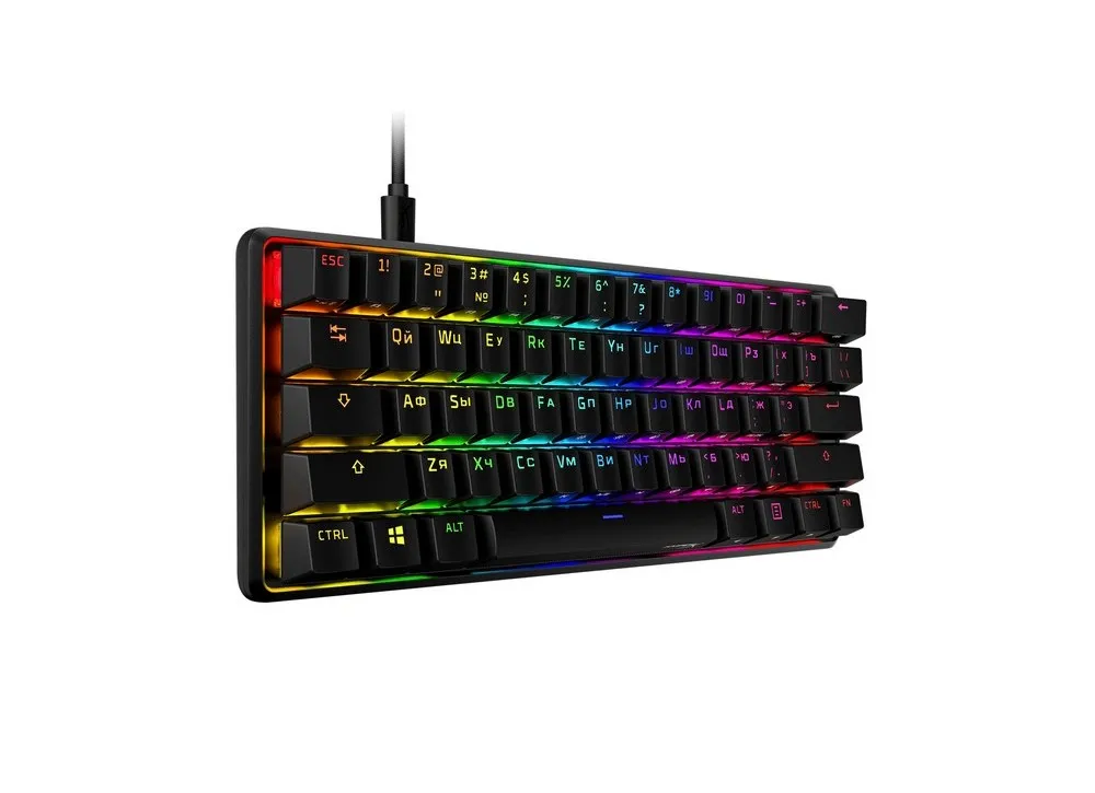Gaming Keyboard HyperX Alloy Origins 60, Mechanical, TKL, Steel frame, Onboard memory,RGB, Pink, USB