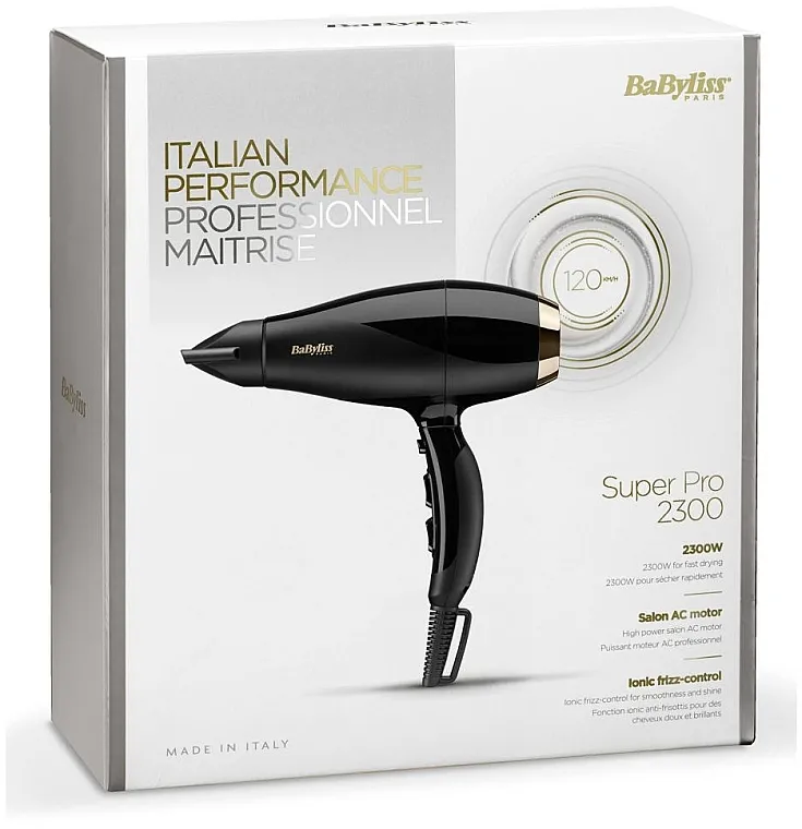 Фен BaByliss Super Pro 6714E, 2300 Вт, Чёрный